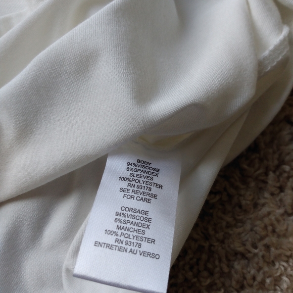 Tahari white ivory pleated puff sleeve top size S - Picture 6 of 8